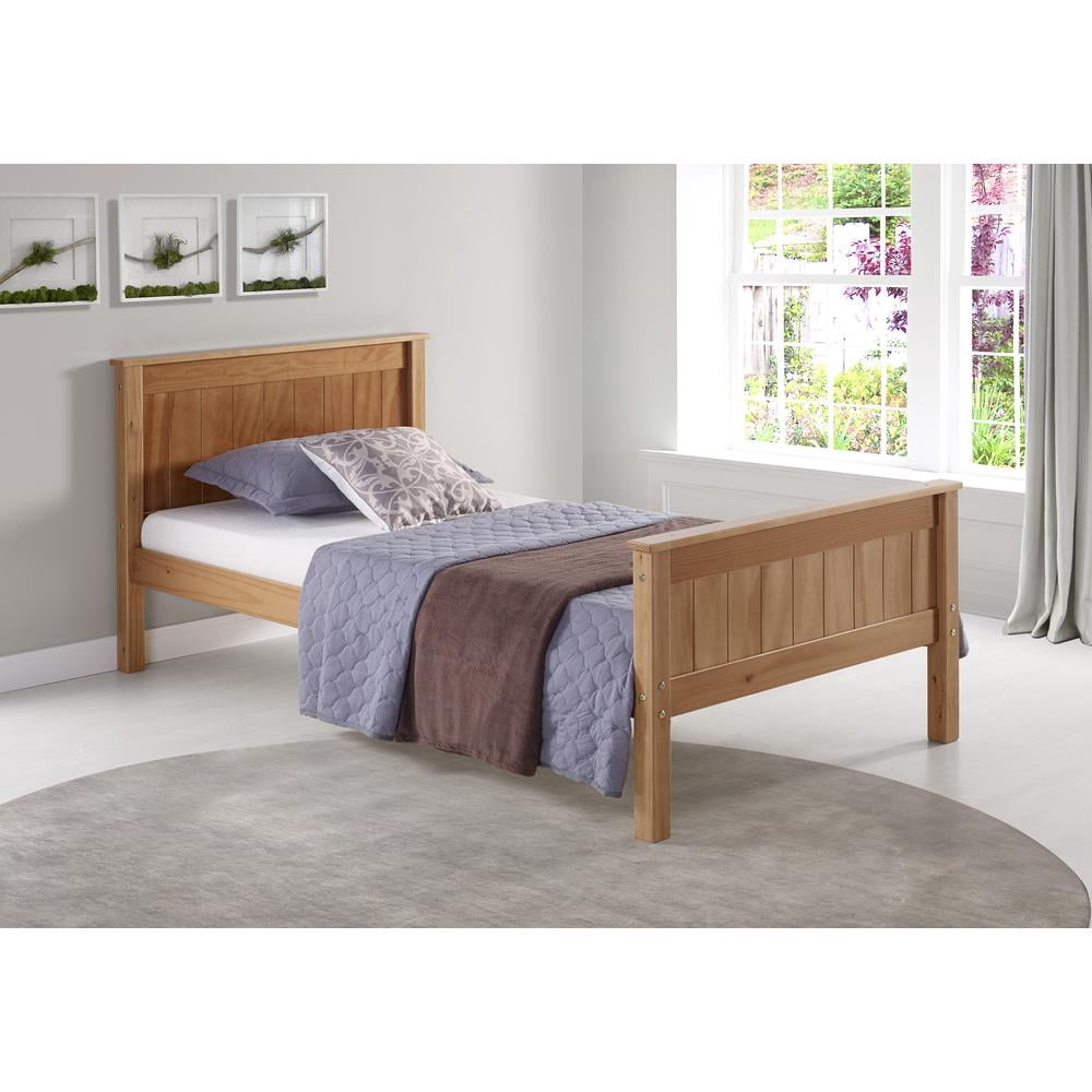 Alaterre Furniture Harmony Twin Platform Bed, Brazilian Pine, Headboard, Footboard, Minimalist Design for Kids Room, Bed Only, Cinnamon