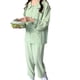 thumbnail image 3 of Pijama de 2 piezas para mujer, otoño/invierno, talla XL, manga larga, estampado de corazones verdes, 3 of 8