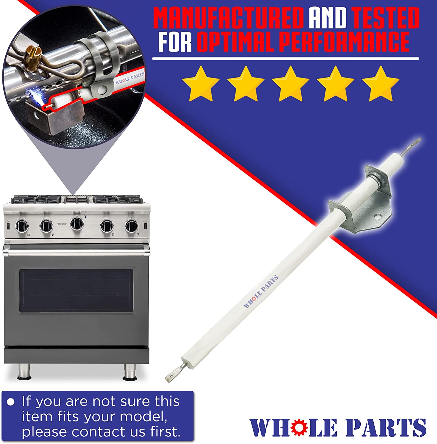 Whole Parts Ignitor/Broil Ignition Electrode Part# PB040171 - Replacement and Compatible with Some Viking Ranges or Ovens