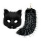 thumbnail image 3 of Máscara y cola de Therian para mujer, llavero de peluche con cola para club nocturno de carnaval Negro, 3 of 8
