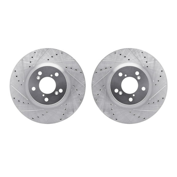 Dynamic Friction Company Front Brake Rotors-Drilled and Slotted-Silver 7002-59012