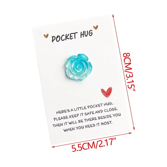 Fesfesfes Gradient Glitter Rose Card Pocket-sized Cuddle Greeting Holographic Love Note with Magnetic Closure for Valentine's Mother's Day Tear-proof Paper Gift Sky Blue