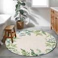 thumbnail image 4 of Eucalyptus Leaves Round Area Rug 4 FT, Non Slip Indoor Outdoor Rug, Rustic Sage Green Botanical Burlap Washable Soft Circular Carpet Non-Shedding Floor Mat for Coffee Table Nursery Foyer Balcony, 4 of 8