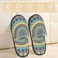 thumbnail image 2 of Fotbe Round Mandala1 Pantuflas Peludas para Mujer con Estampado, Zapatillas de Peluche, Zapatos de Invierno para Casa, Uso Interior y Exterior-Medium, 2 of 8
