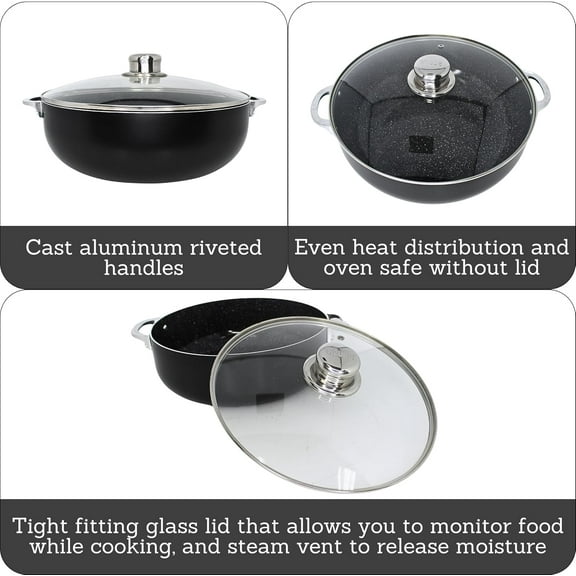 9Qt Bistro Ceramic Nonstick Dutch Oven with Glass Lid, Black