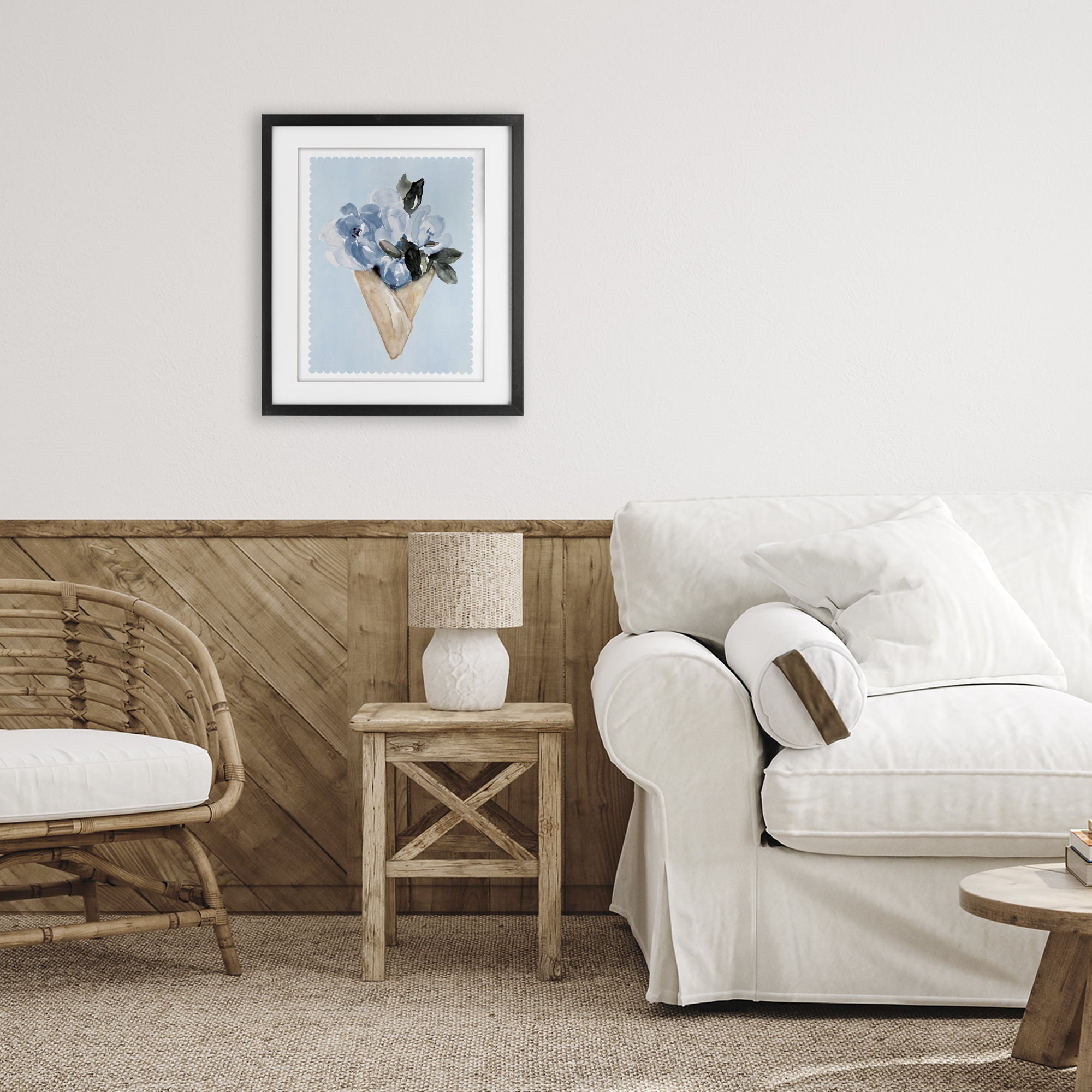 Stupell Industries Blue Flower Gift Bouquet Black Framed Print Under Glass, design by Elizabeth Medley