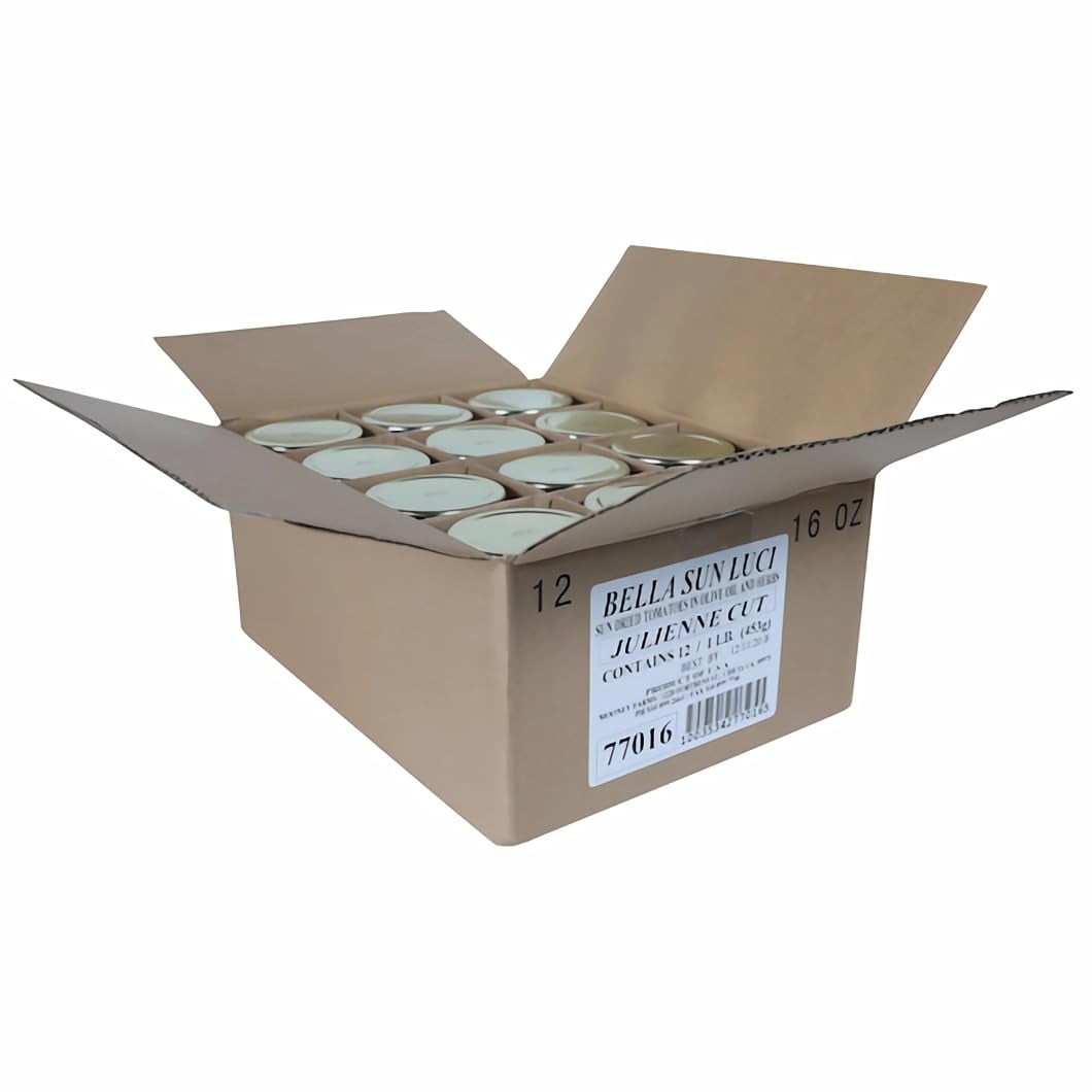 Bella Sun Luci | Julienne Cut Sun Dried Tomatoes with Herbs & Premium Olive Oil | 1 Pound | Case of 12