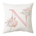 thumbnail image 1 of CNKOO Pillow Case Dustproof Romantic Short Velvet Anti-fading Letters Pink Floral Throw Pillow Cover Decor Daily Use, 1 of 8