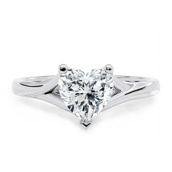 SparklingSplendor 925 Silver Split Shank Heart Shape Simulated 1 CT Diamond Halo Promise Ring for Her