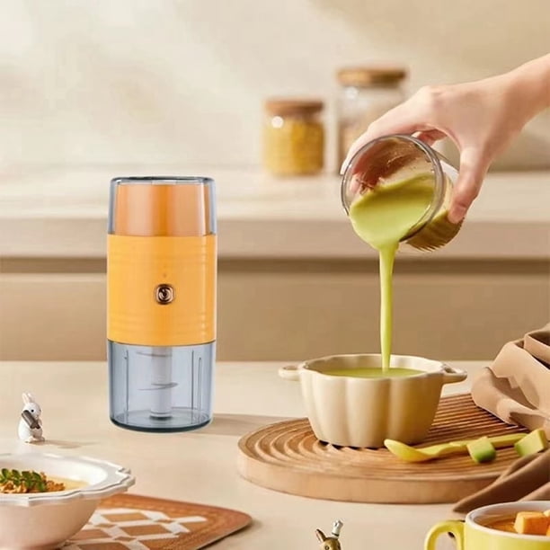 Mini procesador de alimentos de doble cabezal, picadora eléctrica de alimentos para verduras, carne, frutas y frutos secos, separación de alimentos secos y húmedos, color naranja