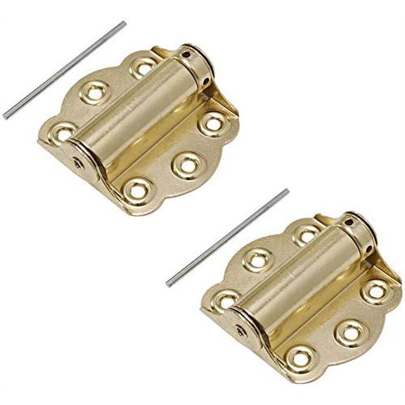 Litepak Adjustable Screen Door Hinge Professional Grade Hardware Self-Closing Easy Install (2 Pack, Polished Brass)