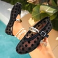 thumbnail image 2 of Women's Polka Dots Mesh Ballet Flats Shoes Round Toe Flats Closed Toe Comfortable Dress Shoes Hollow-Out Slip on Flat Shoes, 2 of 9