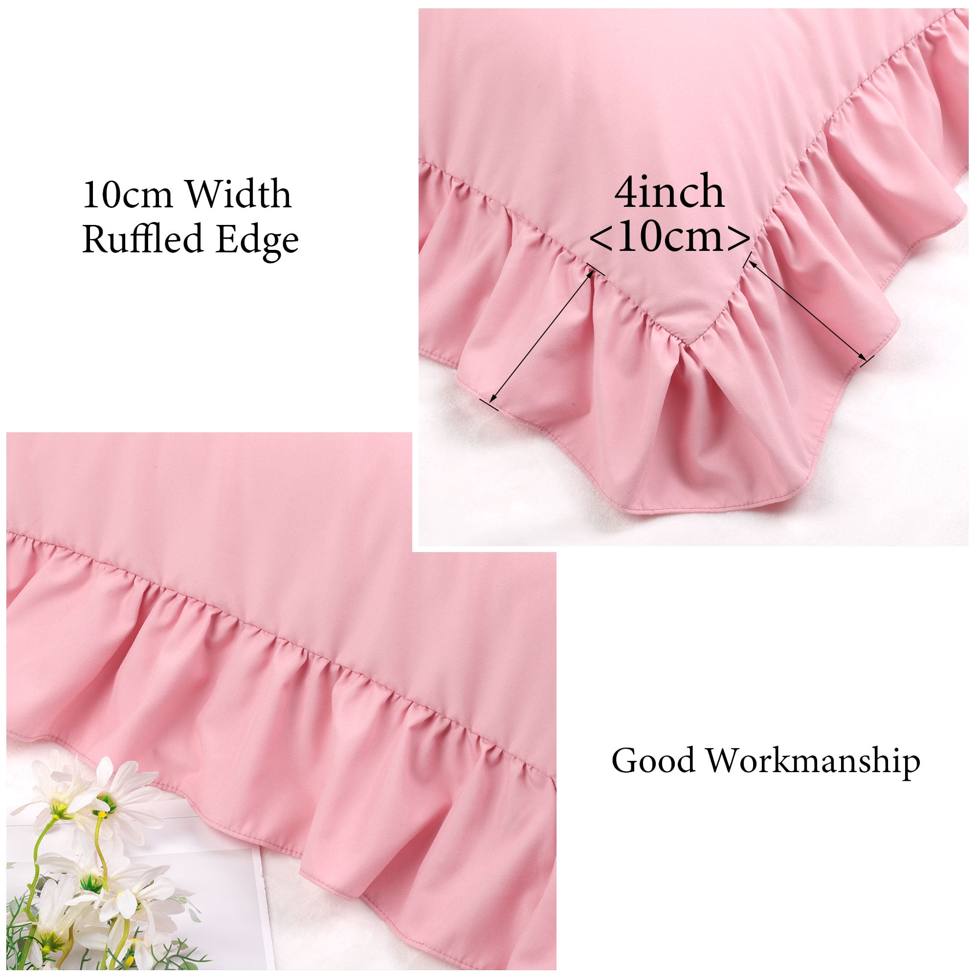 Unique Bargains Microfiber Ruffle Envelope Closure Body Pillowcases Pink 20"x48"