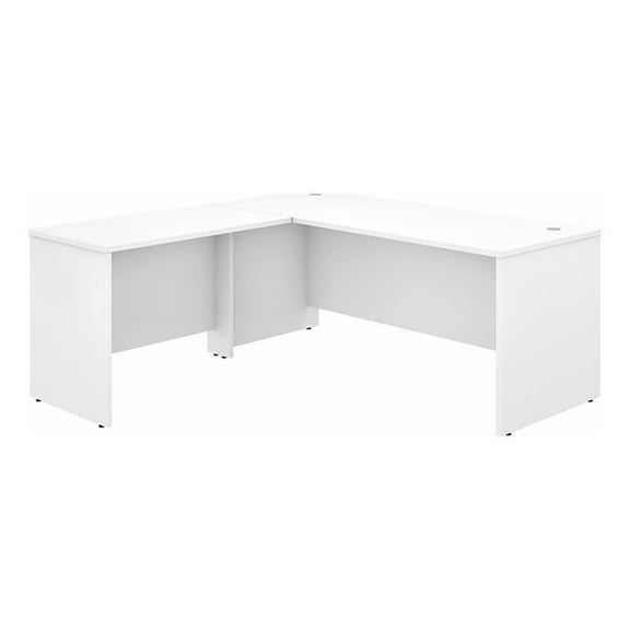 Trent Home Contemporary L Shaped Engineered Wood Desk with 42" Return in White