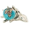 Alexander Kalifano HANDG-BB 4 in. Gemstone Globe with Gold Colored World in Your Hand - Bahama Blue Ocean