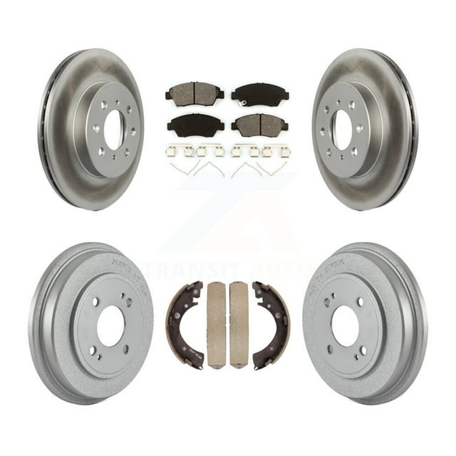 Transit Auto Front Rear Coated Disc Brake Rotors Semi-Metallic Pads and Drum Kit for Car Honda Civic with 4 Lug Wheels KGS-102431