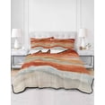 thumbnail image 2 of Quilts Twin Size Bedding Set, Burnt Orange Coastal Lightweight Quilted Comforter, Summer Beach Nautical Abstract Art Soft Reversible Bedspread Coverlet with Pillow Covers for All Season, 68" x 86", 2 of 7