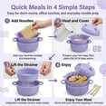 thumbnail image 5 of Ramen Noodle Bowl Set with Strainer Lid – Cute Pig Wheat Straw Microwave Safe Container, Includes Spoon, Chopsticks & Fork, for Dorm, Office, Quick Meals, Pasta, Salad, 5 of 7