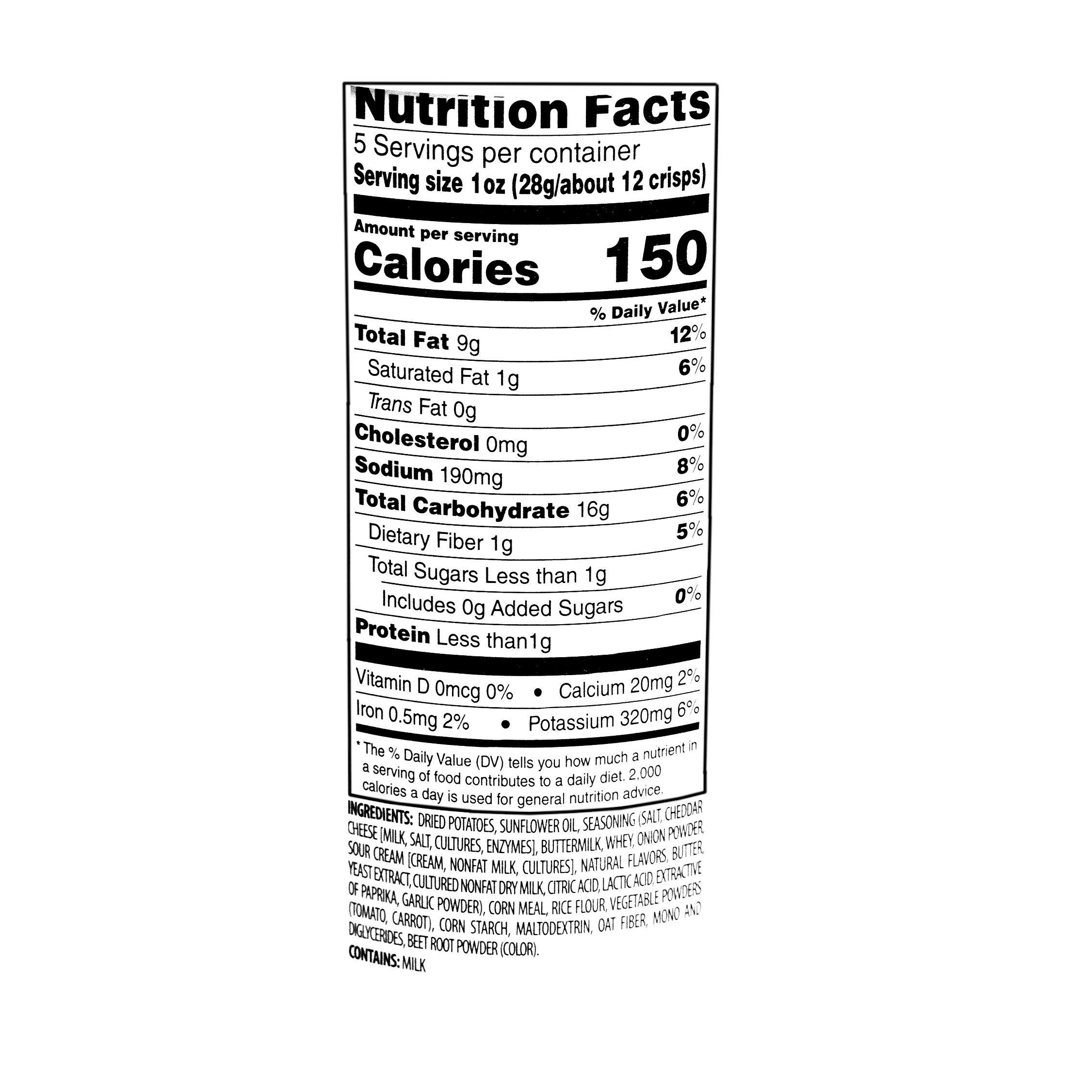 Sensible Portions Garden Veggie Snack Cheddar Cheese Potato Chips, 5 oz, Cardboard Canister