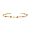 thumbnail image 1 of 10K Yellow Gold Oval Pink Topaz and Diamond Link Bracelet, 1 of 3