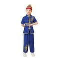 thumbnail image 1 of Boys Outfit Traditional Chinese Arts Satin Tracksuit Unisex Childrens Wushu Training Set, 1 of 3