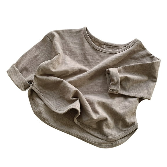Esaierr Boys Girls Solid Color Tees for Toddler Newborn Crewneck Solid Color Long Sleeve Undershirt Fall Casual Tops 9M-5Y T-Shirt