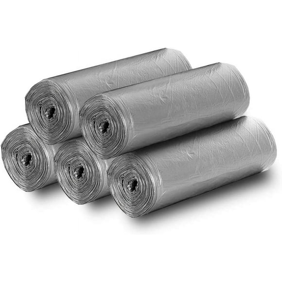 ERDS-5 Rolls Small Trash Garbage Bags, 5 Gallon Strong Thin Material Disposable Kitchen Garbage Bags, Durable Plastic Trash Bags for Office Home Bedroom Garden Waste Bin, 100 Counts (Silver)