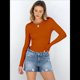 thumbnail image 4 of Camisetas de Larga para Mujer, Tops Ajustados de Punto Acanalado, Conjuntos de Otoño, Camisetas Informales, Ropa Interior, Ropa Interior, Naranja M, 4 of 8