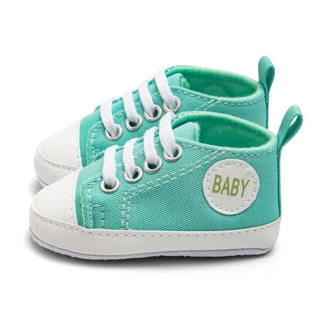 

QIIBURR Newborn Infant Baby Boys Girls Solid Canvas Anti-slip Soft Shoes Sneaker