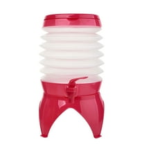 Dusknt Drink Dispenser, Lemonade Juice Beverage Dispenser with Spigot for Outdoor Party, Portable, Collapsible, Clear, 3.5L