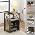 thumbnail image 5 of VECELO Set of 2 Nightstand with Charging Station & 2 Flip Drawers, Sofa Side End Table for Bedroom, Living Room, 2 USB Ports & 2 Power Outlet, Gray, 5 of 8