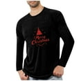 thumbnail image 3 of QIUOMBBP Men's Shirts Christmas Big and Tall Long Sleeve Tops Casual Crewneck Muscle Fit Pullover Xmas Gifts, Black, L, 3 of 5