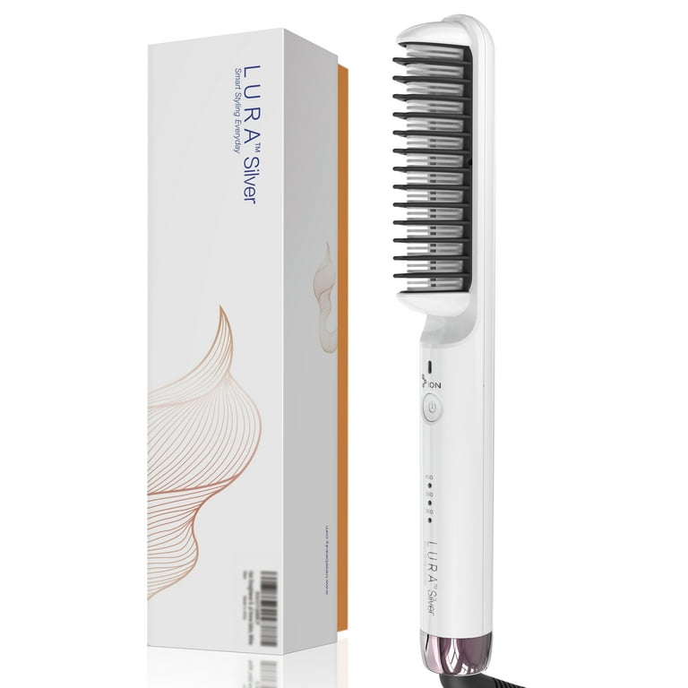 Lura Ceramic Hair Straightener Brush, Flat Electric Tool, Negative