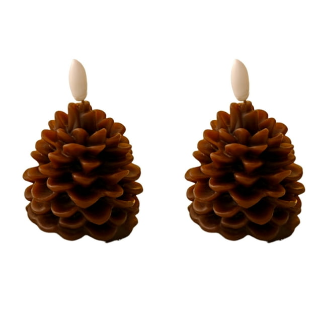 Yuarrent 2 luces de piña color avellana para navideña, alimentadas por batería, LED, cálidas y cómodas, luz natural pura y navideña. Iluminación novedosa Marrón