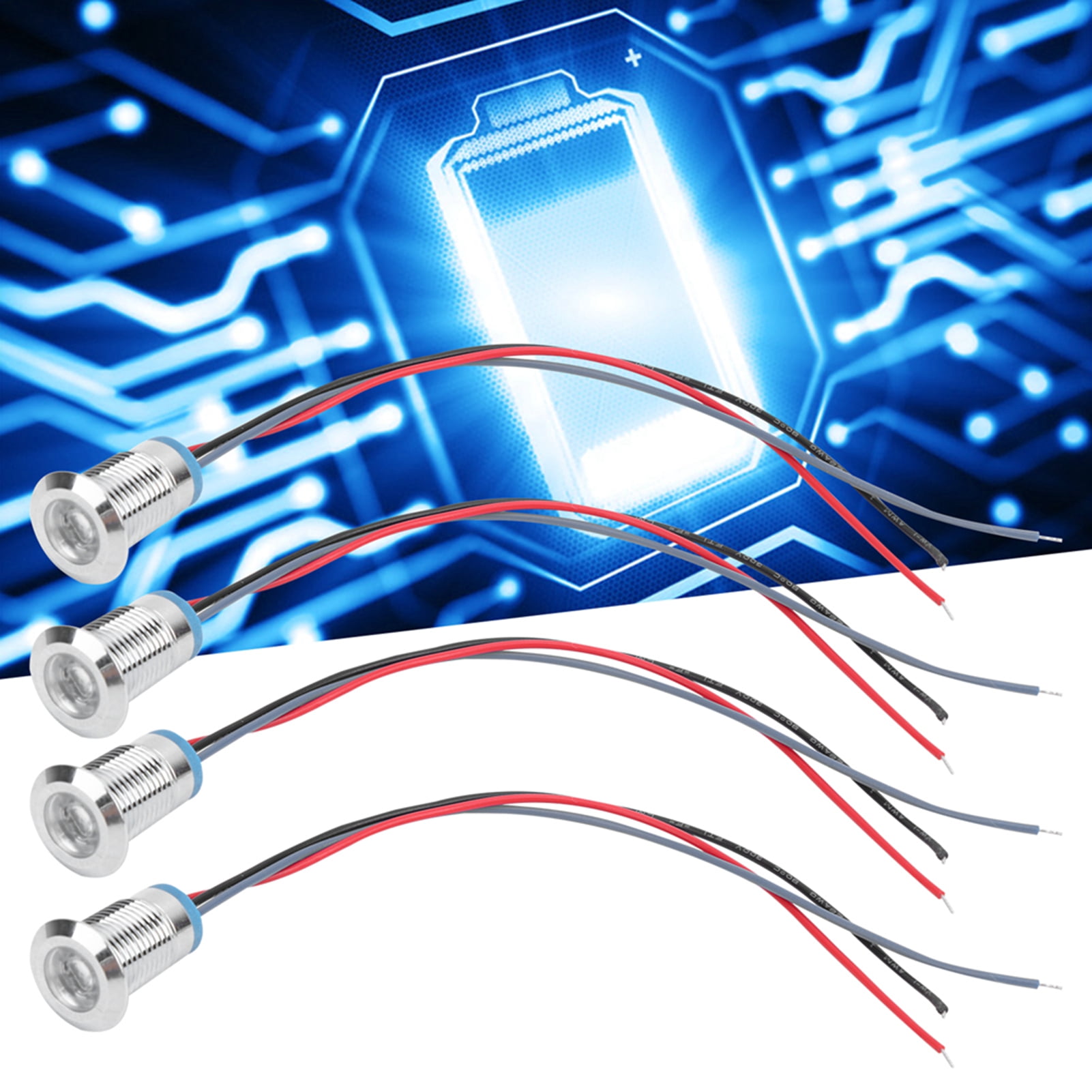 Luz LED Pequeña, 12 mm, 12-24 V, 4 Juegos de LED Redondos Precábados ...