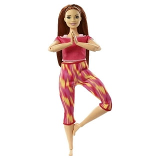 Barbie Made to Move Posable Doll in Green Color-Blocked Top and Yoga  Leggings, Flexible with Brown Hair ( Exclusive)