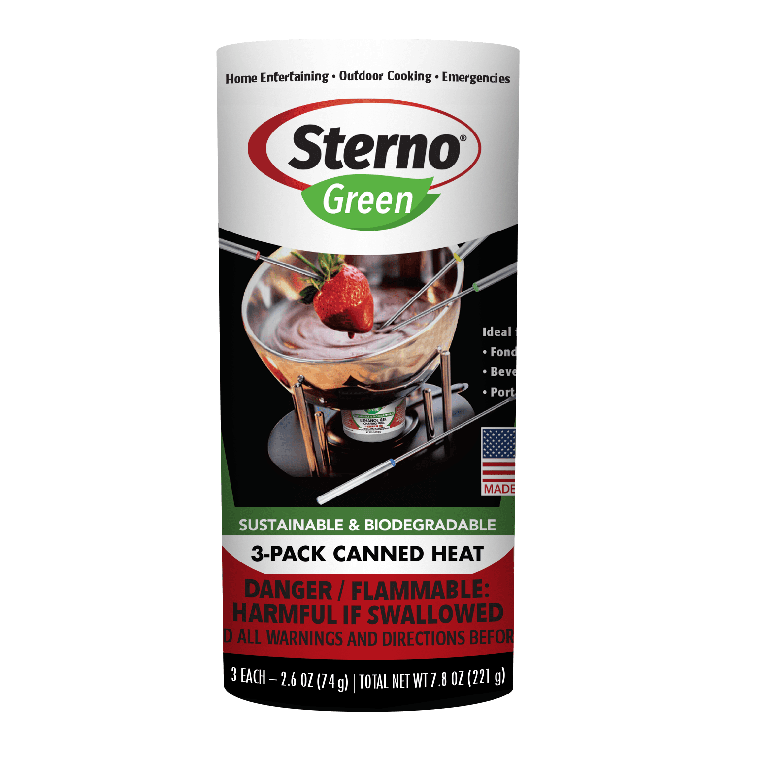 Sterno Canned Heat 45-Minute Ethanol Chafing Fuel, 3 Count, 7.8oz