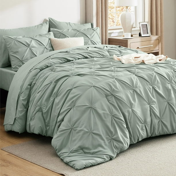Juego de edredón Bedsure tamaño queen, 7 piezas, color verde salvia