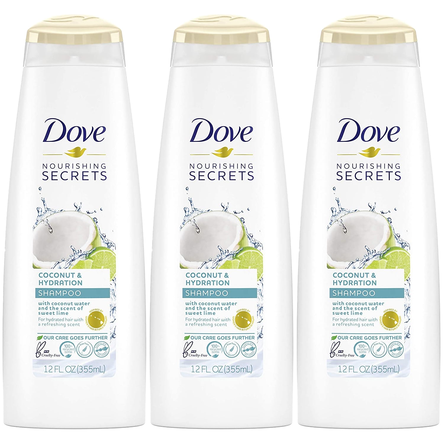 Pack of (3) Dove Nourishing Secrets Shampoo Coconut And Hydration 12 oz