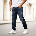 thumbnail image 5 of QQZ Straight Leg Jeans Men, Ripped Distressed Slim Denim Pants for Street Walk, Daily Shopping and Casual Outdoor Activities, 5 of 7