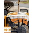 thumbnail image 4 of Outdoor Tablecloth with Umbrella Hole and Zipper, Thanksgiving Fall Square Table Cloth 60x60 Inch Waterproof Tablecloth, Orange White Pumpkin Eucalyptus Leaves Picnic Table Cover for Patio Camping, 4 of 7