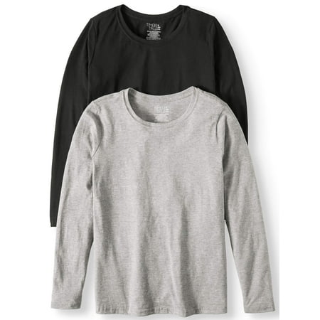 - Women's Long Sleeve Crewneck T-Shirt, 2 Pk Bundle