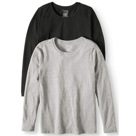 Women's Long Sleeve Crewneck T-Shirt, 2 Pk Bundle