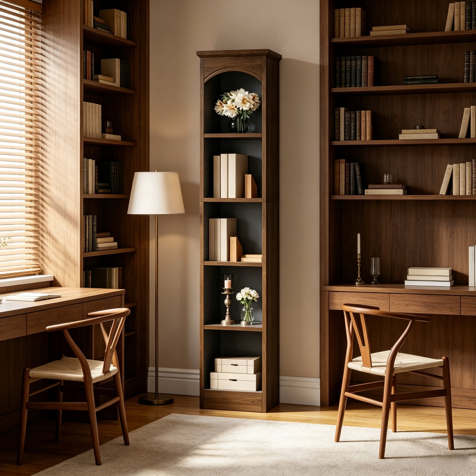 70.9 in 5 Tier Narrow Bookcase Modern Cube Storage Shelf