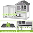 thumbnail image 6 of MEDEHOO Large Rabbit Hutch Outdoor 2-Level Wooden Chicken Coop Indoor Weatherproof Bunny Cage Guinea Pig House with Waterproof Roof, Leak-Proof Pull Out Tray, Lockable Door for Small Animals (Grey), 6 of 8
