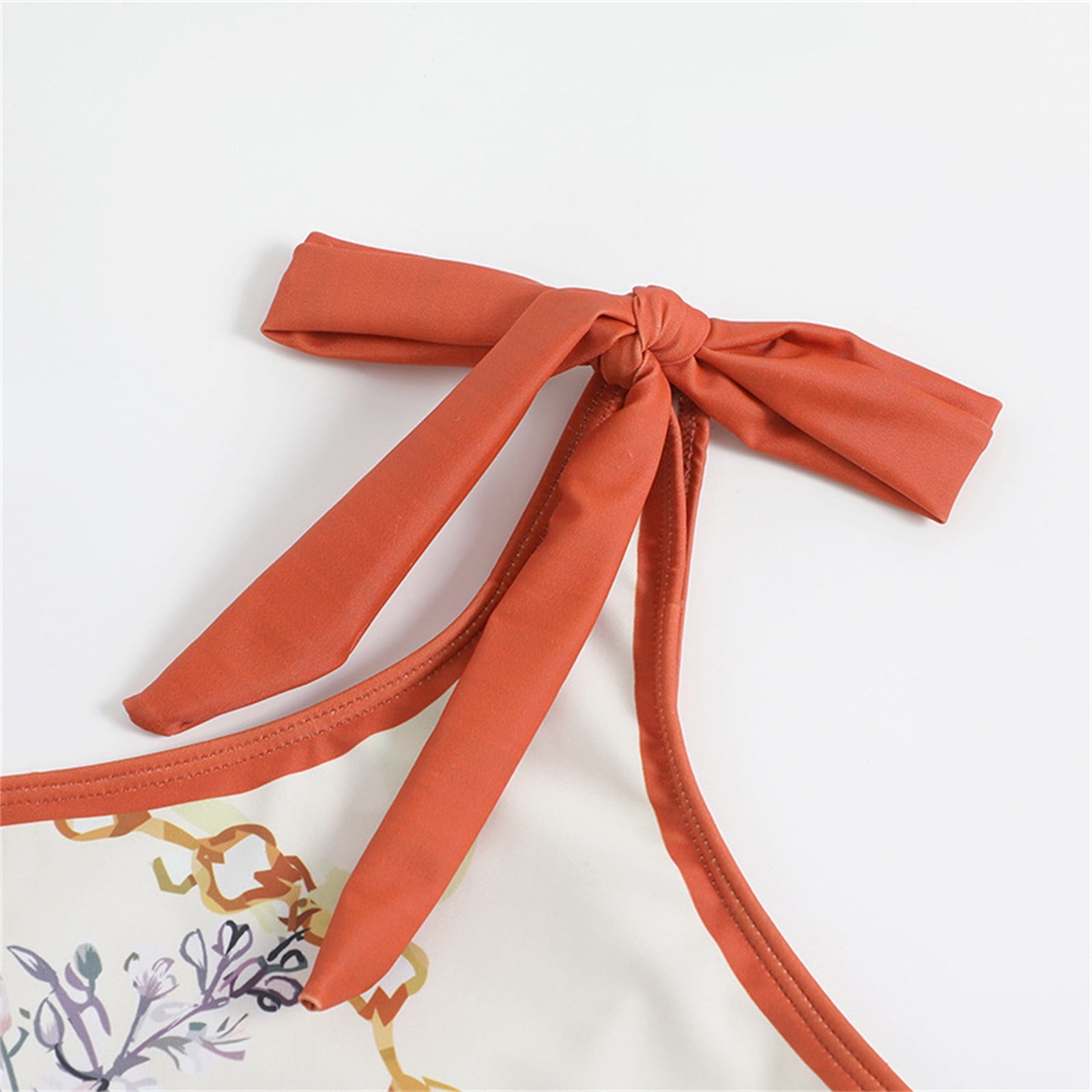 ZQGJB Sexy One Piece Tankini Swimsuit with Chiffon Wrap Around Long Skirt for Women Vintage Summer Floral Printed Tummy Control Bathing Suit 2 Piece Set #16-Orange L