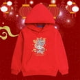 thumbnail image 2 of Otqutp Kids Comfy Sweatshirt Long Sleeve Children's Spring Festival Hoodie New Year Wear Red Foreign New Year Greetings Clothes Child Tops, 2 of 9