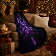 thumbnail image 3 of Purple Butterfly Crystal Crescent Moon and Peony Art, Soft Flannel Blanket, Home Decor for Fantasy Lovers, Bedroom and Reading Nook, Birthday Gift, Dark Floral Pattern, 3 of 9