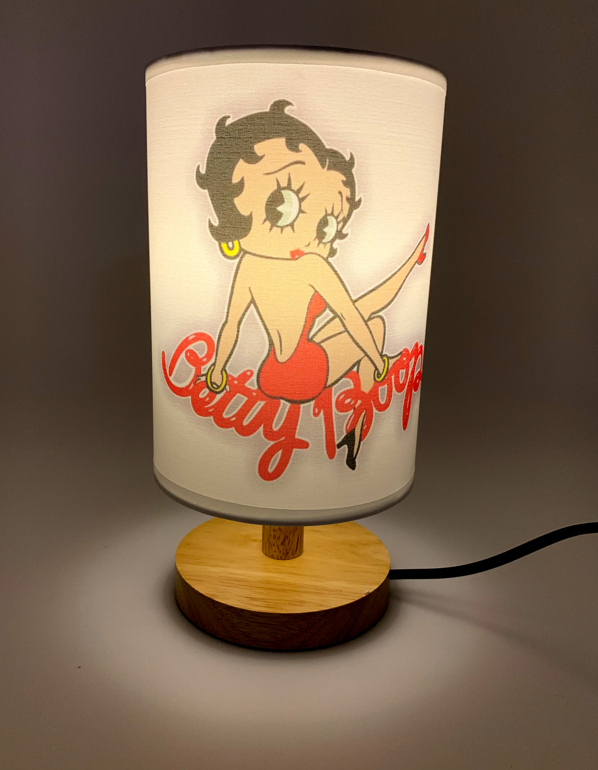 Table Lamp Betty Boop Wood Base Night Light Room Decoration or Great Gift Ideas