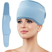 NEWGO Ice Pack for Migraines and Headaches Relief, Migraines Ice Head Wrap Gel Cold Pack Hot or Cold Therapy for Headache Relief, Tension, Sinus Pain, Chemo, Head Injuries （Blue)